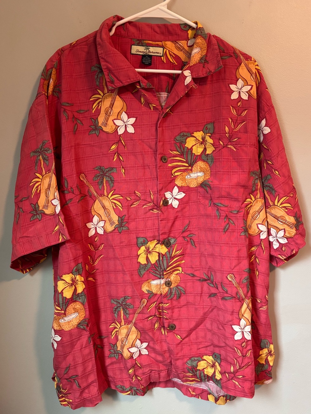 Tommy Bahama Red Hawaiian Silk Floral Short-Sleeve Shirt